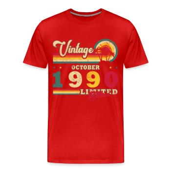 1990 October 1990 Jubilee October 1990 - Men's Premium Organic T-Shirt - red - Front - Damien (186cm)
