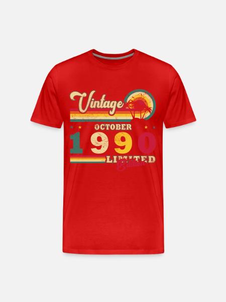 1990 October 1990 Jubilee October 1990 - Men's Premium Organic T-Shirt - red