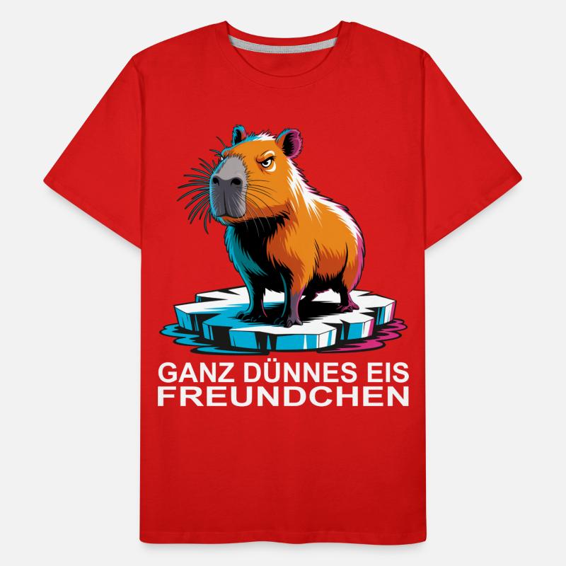 Capybara Meme – Ganz dünnes Eis Spruch Männer Premium Bio T-Shirt