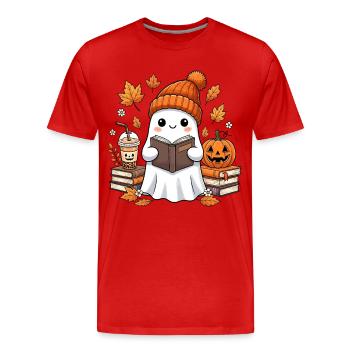Herbstlese Geist mit Kürbis - Männer Premium Bio T-Shirt - Rot - Vorne - Damien (186cm)