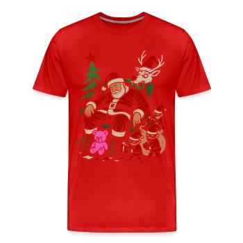 Lustiges Weihnachtsmann-Schlaf-T-Shirt - Männer Premium Bio T-Shirt - Rot - Vorne - Damien (186cm)