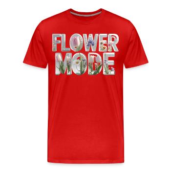 FLOWER MODE – 3D Letters full of blossoms - Men's Premium Organic T-Shirt - red - Front - Damien (186cm)