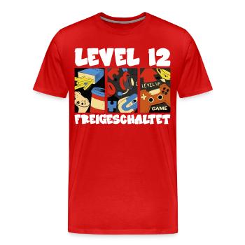 Niveau 12 Retro Game Collage pro gamer 12. - T-shirt bio Premium Homme - rouge - Devant - Damien (186cm)