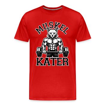 Muscle soreness - cat - saying - Men's Premium Organic T-Shirt - red - Front - Damien (186cm)