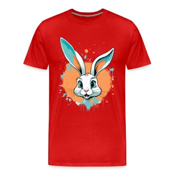 Hasenkopf mit Farbspritzern - Männer Premium Bio T-Shirt - Rot - Vorne - Damien (186cm)