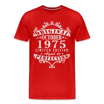 October | The legends were unveiled in October 1975 - Men's Premium Organic T-Shirt - red - Front - Damien (186cm)
