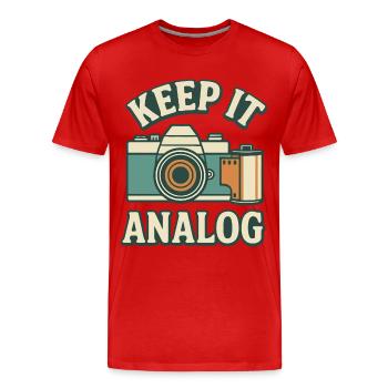 Restez analogique - T-shirt bio Premium Homme - rouge - Devant - Damien (186cm)