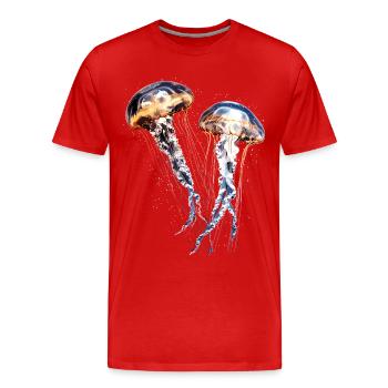 Méduse Méduse de feu Méduse Méduse mignonne - T-shirt bio Premium Homme - rouge - Devant - Damien (186cm)