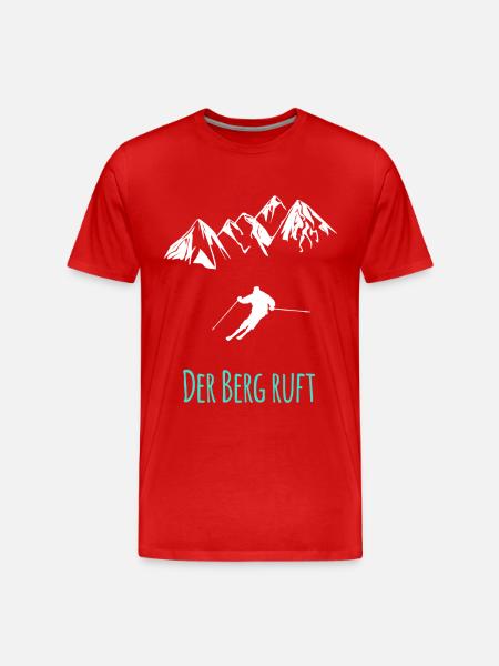 Skifahren - Der Berg ruft - Männer Premium Bio T-Shirt - Rot
