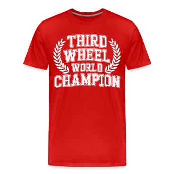 Third Wheel World Champion - Men's Premium Organic T-Shirt - red - Front - Damien (186cm)