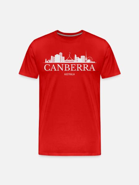Canberra Skyline, Canberra Australia - Men's Premium Organic T-Shirt - red