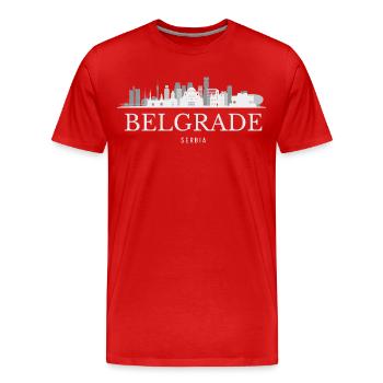 Belgrader Skyline, Belgrad, Serbien - Männer Premium Bio T-Shirt - Rot - Vorne - Damien (186cm)