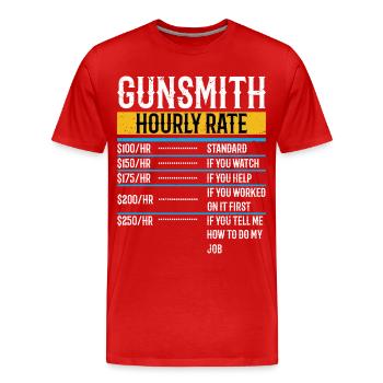 Armurier Taux horaire Forgeron Réparateur d’armes - T-shirt bio Premium Homme - rouge - Devant - Damien (186cm)