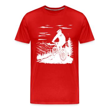 Mountain biking - Men's Premium Organic T-Shirt - red - Front - Damien (186cm)