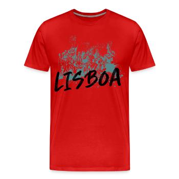 Monument Découvertes Lisbonne illustration bleue - T-shirt bio Premium Homme - rouge - Devant - Damien (186cm)