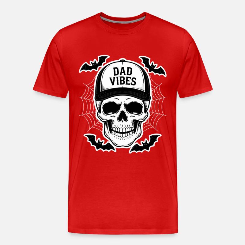 Dad Vibes Skull with Bats - Männer Premium Bio T-Shirt - Rot