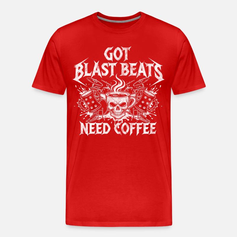Kaffee trifft Blastbeats - Männer Premium Bio T-Shirt - Rot