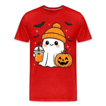 Süßer Cartoon Geist mit Kürbis Motiv Halloween - Männer Premium Bio T-Shirt - Rot - Vorne - Damien (186cm)