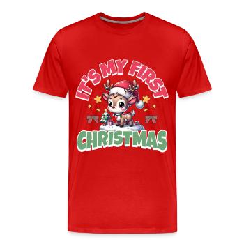 Rentier Design für Weihnachten und Winter - Männer Premium Bio T-Shirt - Rot - Vorne - Damien (186cm)
