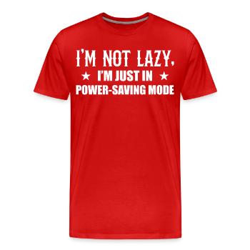 Je ne suis pas paresseux mode économie - T-shirt bio Premium Homme - rouge - Devant - Damien (186cm)
