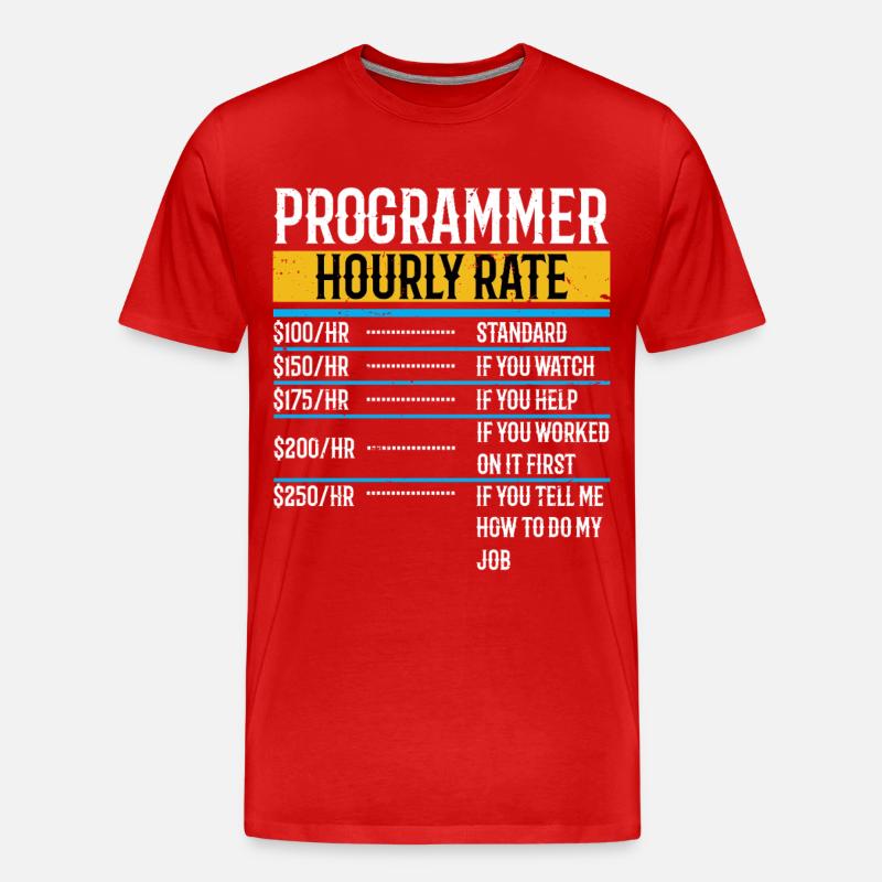 Programmer Funny Hourly Rate - Men's Premium Organic T-Shirt - red