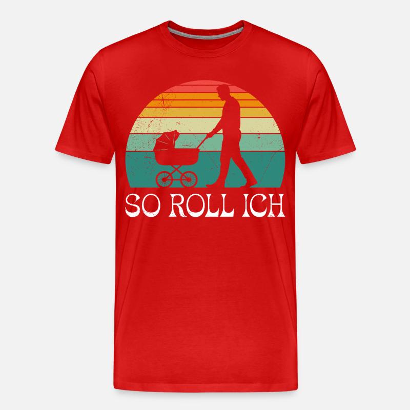Bald Papa SO ROLL ICH LUSTIG - Männer Premium Bio T-Shirt - Rot
