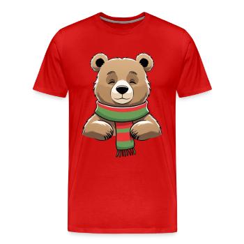 Winterbär mit Schal - Männer Premium Bio T-Shirt - Rot - Vorne - Damien (186cm)