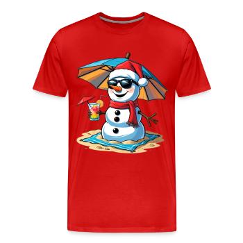 Beach Snowman Remix - Men's Premium Organic T-Shirt - red - Front - Damien (186cm)