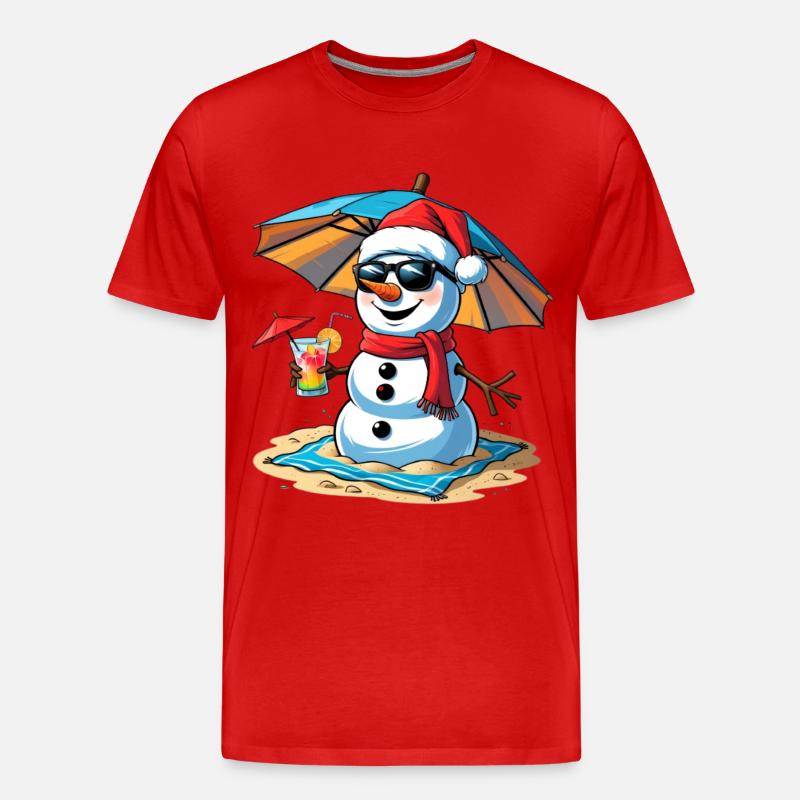 Beach Snowman Remix - Men's Premium Organic T-Shirt - red