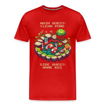Quête principale : Nettoyage de l’étang | Étang de jardin de carpes koï - T-shirt bio Premium Homme - rouge - Devant - Damien (186cm)