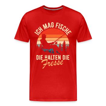 Angler - I like fish that keep their mouths shut - Men's Premium Organic T-Shirt - red - Front - Damien (186cm)