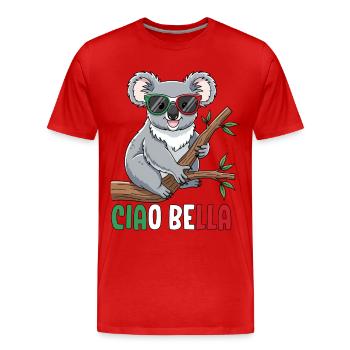 Ciao Bella - Men's Premium Organic T-Shirt - red - Front - Damien (186cm)