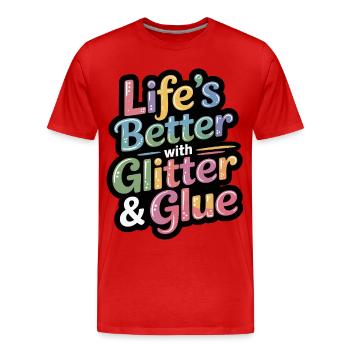 Glitter & Glue Joie de vivre - Men's Premium Organic T-Shirt - red - Front - Damien (186cm)