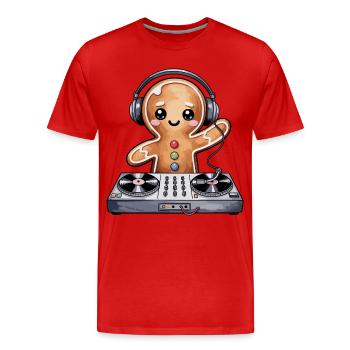 KeksDJ mit Kopfhörer - Männer Premium Bio T-Shirt - Rot - Vorne - Damien (186cm)