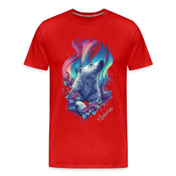 Aurora Bear - Männer Premium Bio T-Shirt - Rot - Vorne - Damien (186cm)