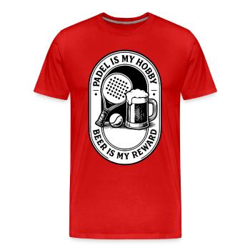 Padel ist mein Hobby Bier ist meine Belohnung lustiger Spruch - Männer Premium Bio T-Shirt - Rot - Vorne - Damien (186cm)