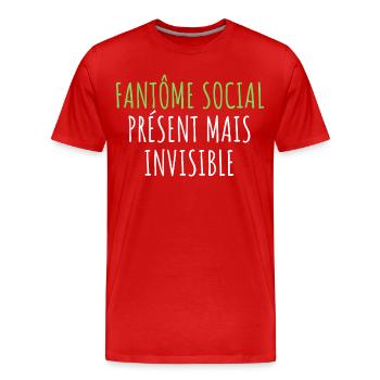 10Introverti Halloween - Fantôme Asocial Humour - T-shirt bio Premium Homme - rouge - Devant - Damien (186cm)