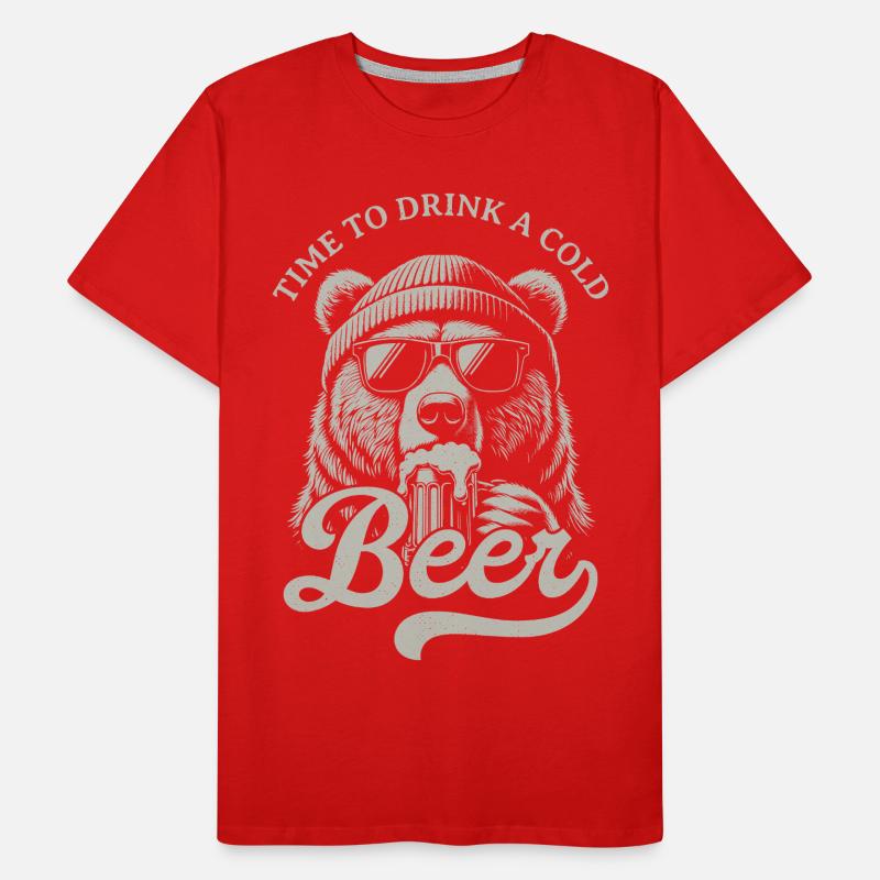 Bierzeit Bär mit Sonnenbrille Männer Premium Bio T-Shirt