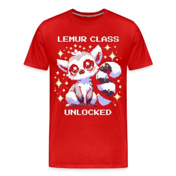 Lemur-Klasse freigeschaltet | RPG, Leveln - Männer Premium Bio T-Shirt - Rot - Vorne - Damien (186cm)