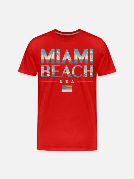 Miami Beach Palmen Stadt Reisedesign - Männer Premium Bio T-Shirt - Rot