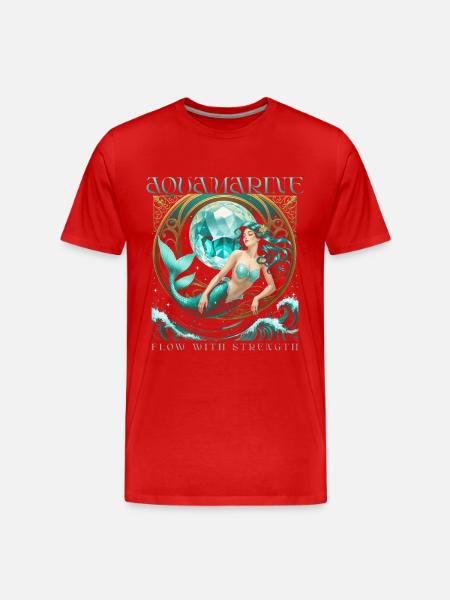Geburtsstein März Aquamarin - Männer Premium Bio T-Shirt - Rot
