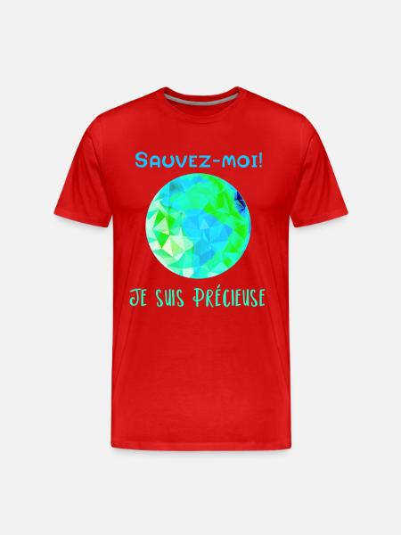 Geometric Globe Blue Green Save me! - Men's Premium Organic T-Shirt - red