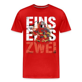 Fire Brigade Saying – 112 Emergency Call Hero in Action - Men's Premium Organic T-Shirt - red - Front - Damien (186cm)