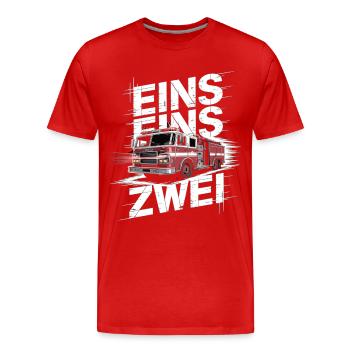Fire Brigade Saying – 112 Emergency Call Hero in Action - Men's Premium Organic T-Shirt - red - Front - Damien (186cm)