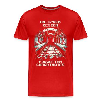 Region freigeschaltet: Vergessene Koordinaten - Männer Premium Bio T-Shirt - Rot - Vorne - Damien (186cm)
