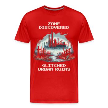 Zone entdeckt: Verbuggte Stadt-Ruinen - Männer Premium Bio T-Shirt - Rot - Vorne - Damien (186cm)