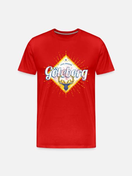 Gøteborg med Deer Sweden Vintage Souvenir - Herre Premium T-shirt økologisk - rød