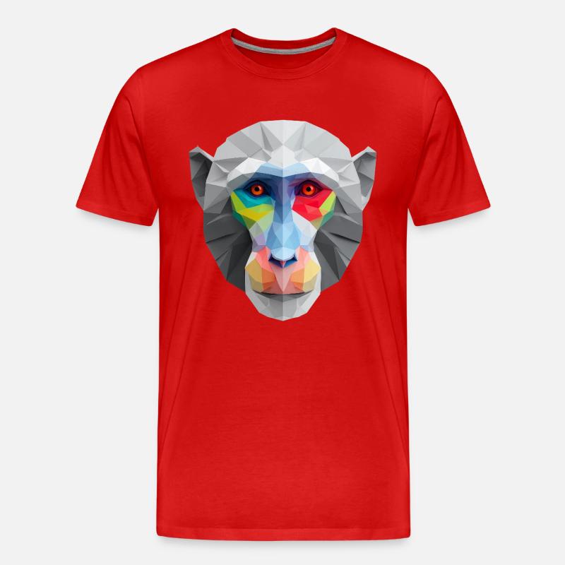 Farbiges Low-Poly Affengesicht Logo Art Design - Männer Premium Bio T-Shirt - Rot
