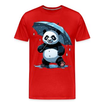 Panda Under Umbrella - Men's Premium Organic T-Shirt - red - Front - Damien (186cm)