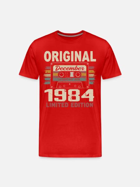 December 1984 Birthday Gift - Men's Premium Organic T-Shirt - red